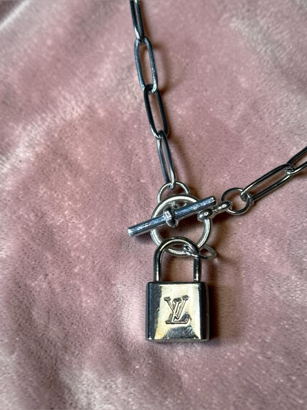 Authentic Silver Louis Vuitton Upcycled LV double-sided lock 🔒 charm necklace - Picture 5 of 9